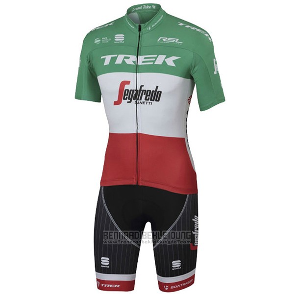 2017 Fahrradbekleidung Trek Segafredo Champion Italien Trikot Kurzarm und Tragerhose